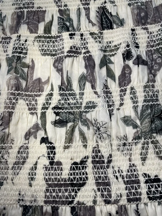 Tory Burch White Floral Tiered Pleated Midi Skirt Size 2 - Picture 11 of 14